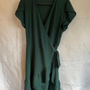 Elegant Green Wrap Dress